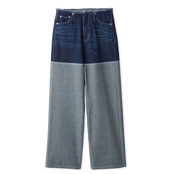カットオフバイカラーデニムパンツ BLU 0
