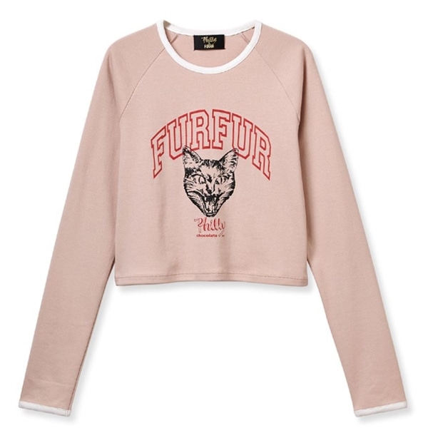 【Philly chocolate】キャットプリントTシャツ PNK F