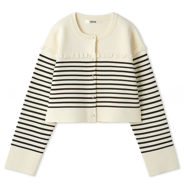 フリルバスクボーダーカーディガン WHT F