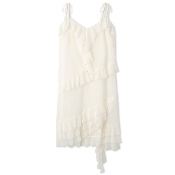 アシンメトリーチュールワンピース WHT F