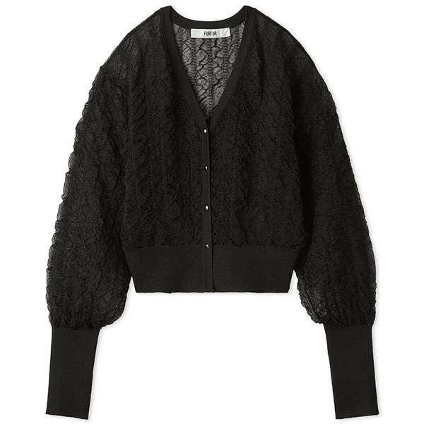 シアーシャーリングカーディガン BLK F
