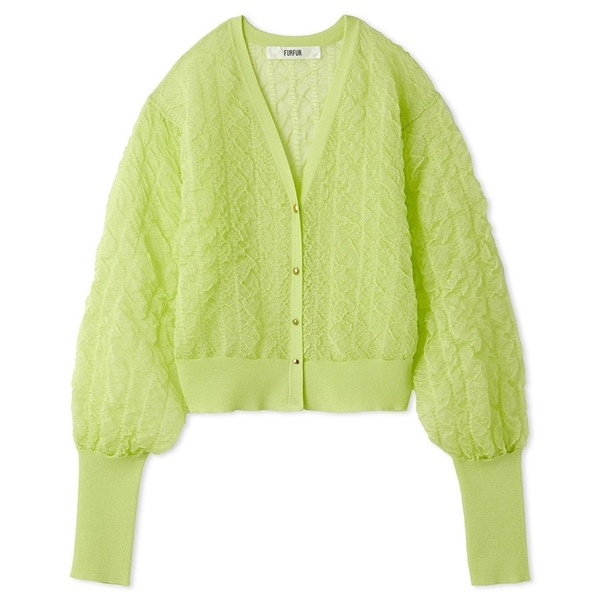 シアーシャーリングカーディガン LIME F