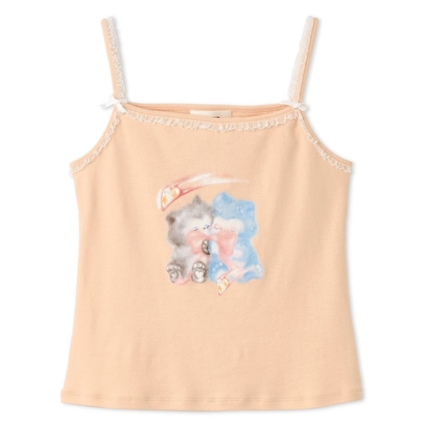 李子林キャットプリントキャミソール ORG F