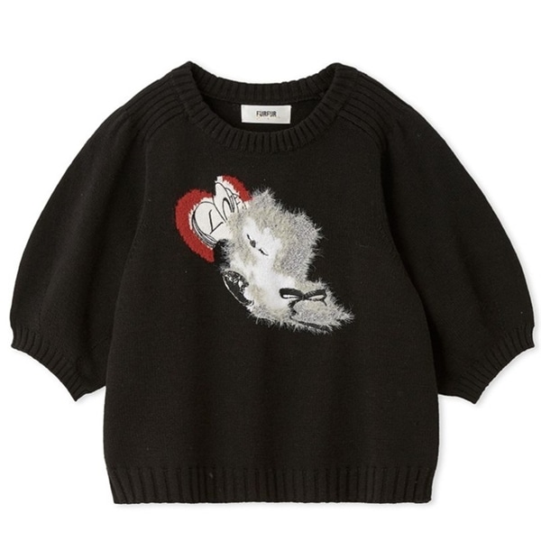 李子林ハーフスリーブジャガードニット BLK F