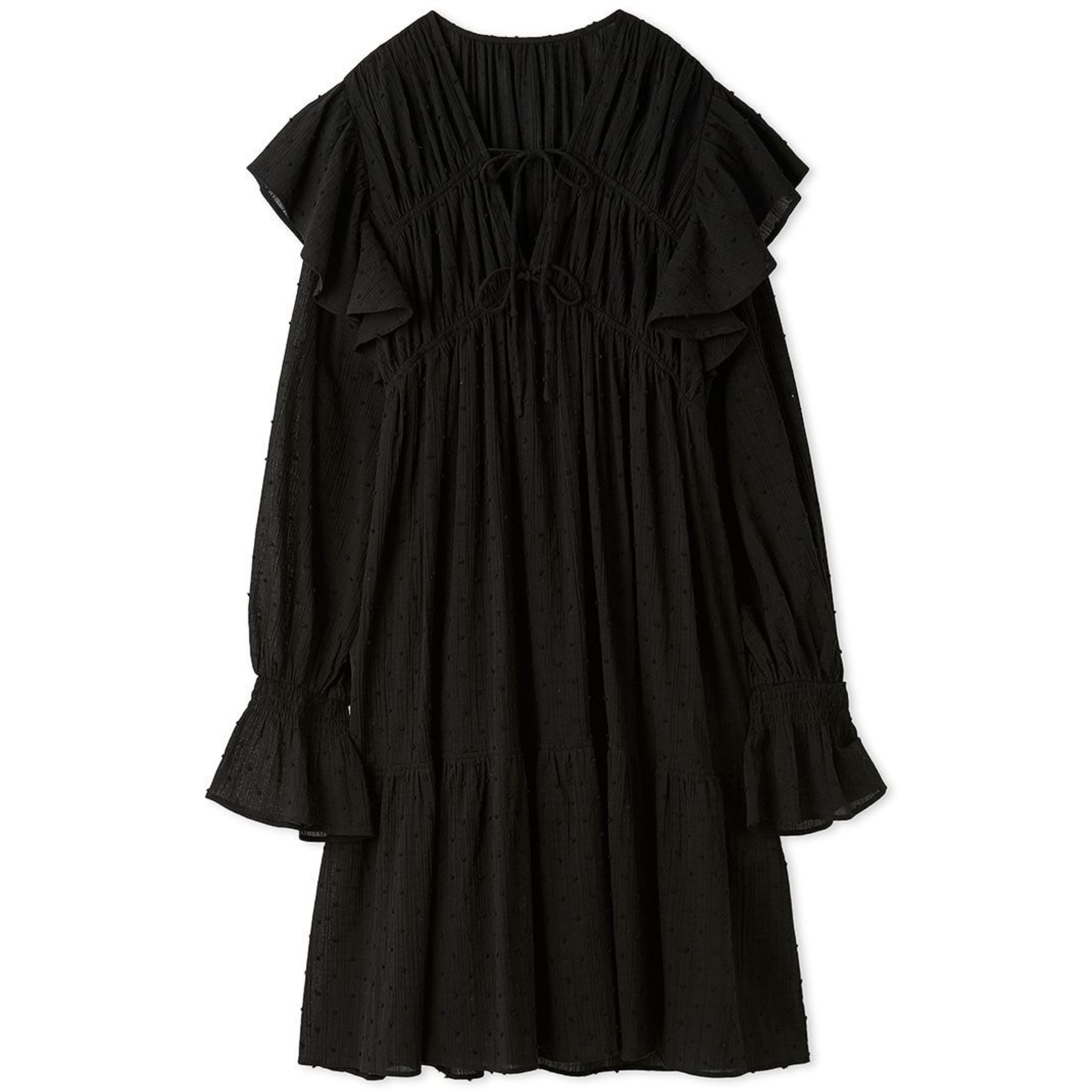 ティアードギャザーミニワンピース BLK F