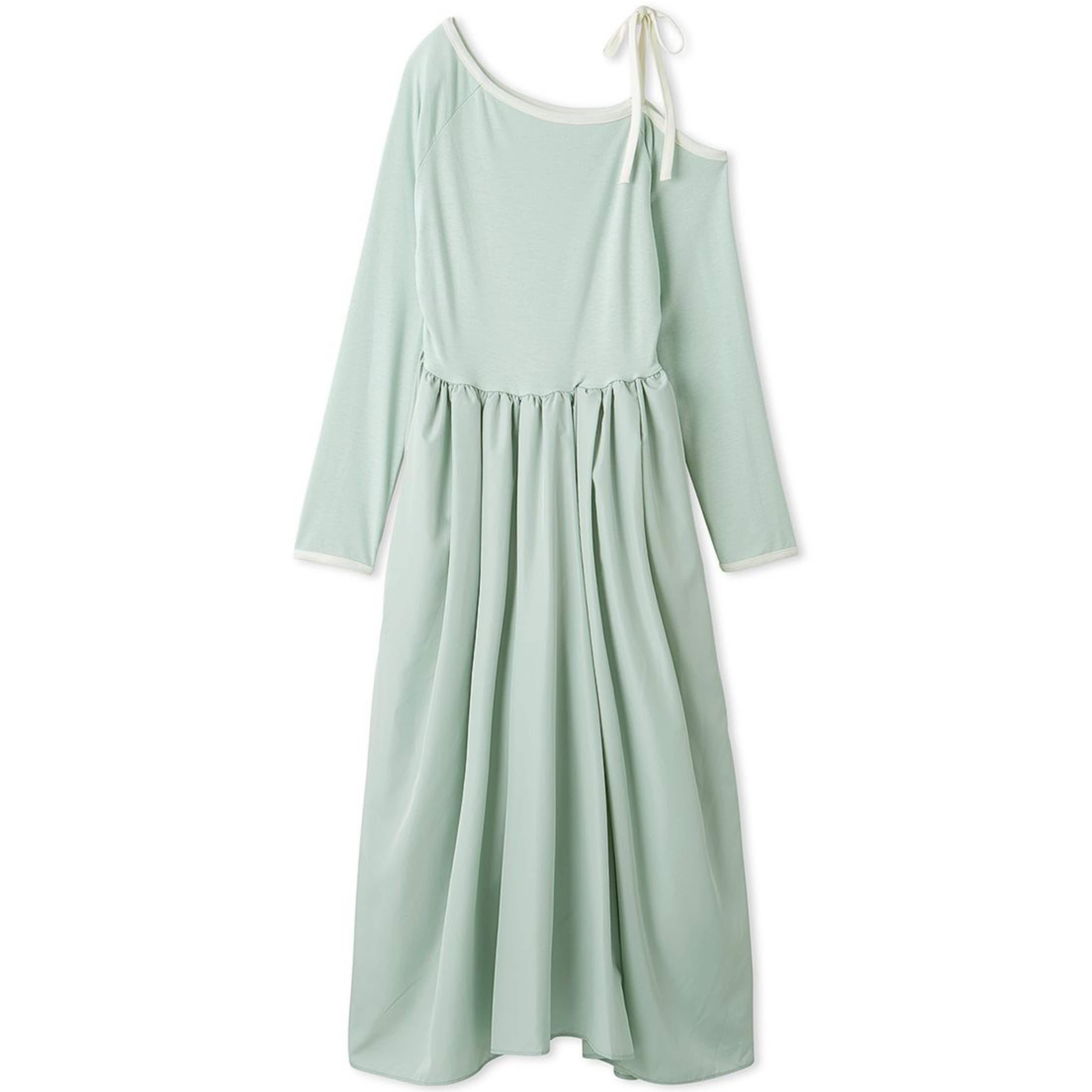 ロングスリーブカットタフタワンピース MNT F