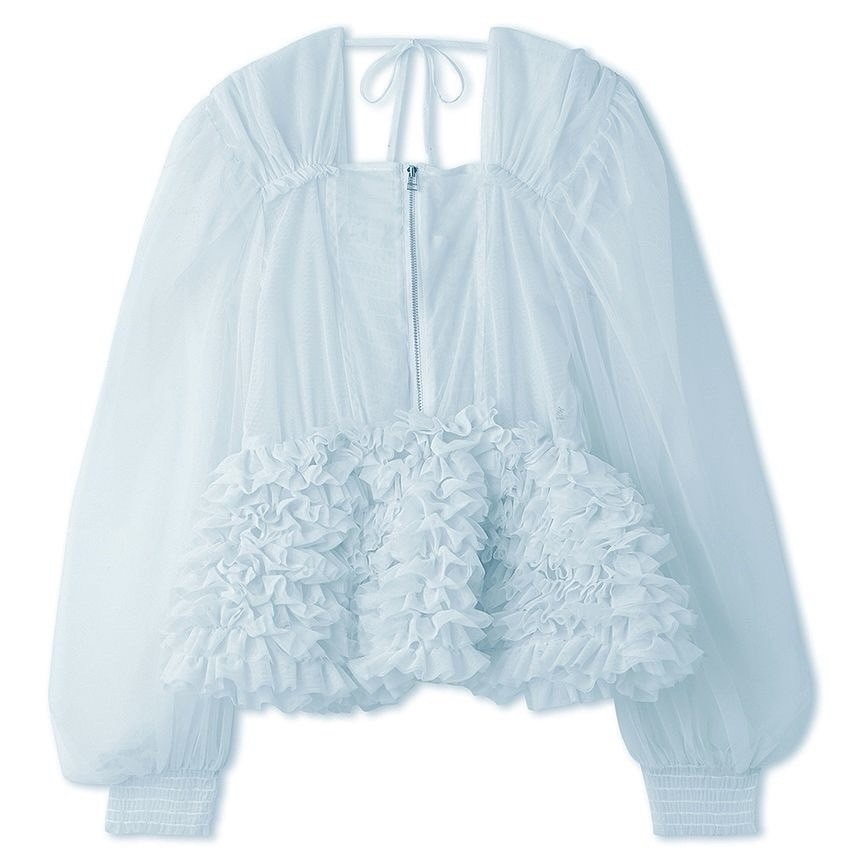 チュールフリルペプラムブラウス LBLU F