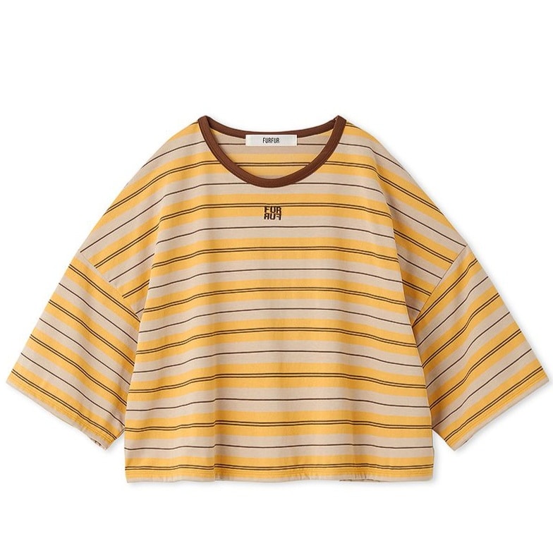 マルチボーダークロップドＴシャツ YEL F