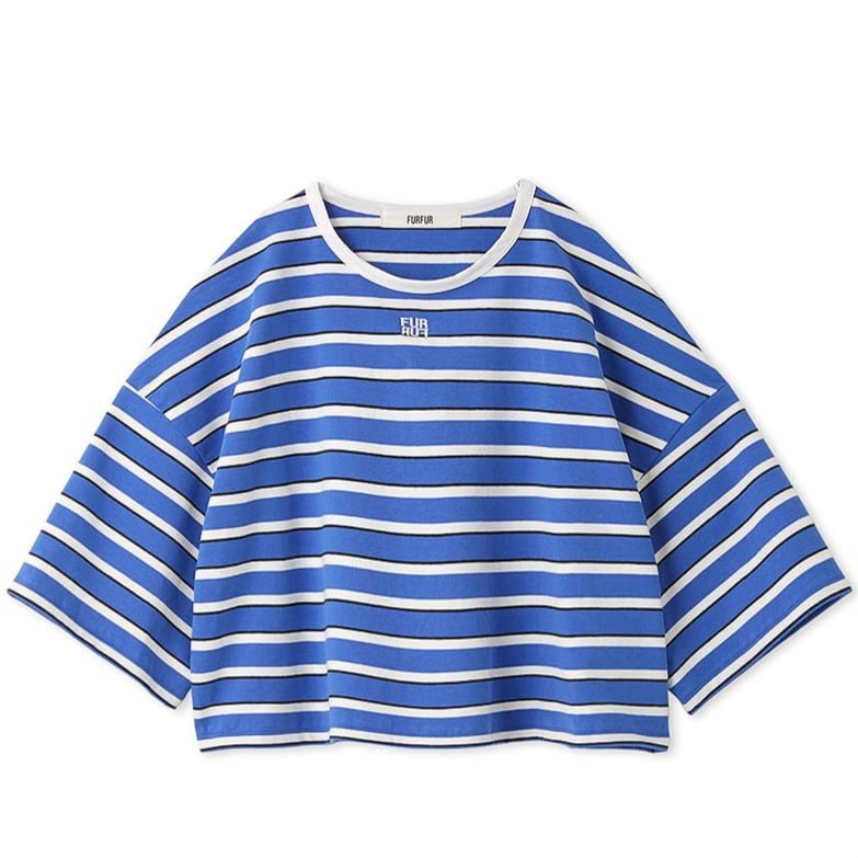 マルチボーダークロップドＴシャツ BLU F