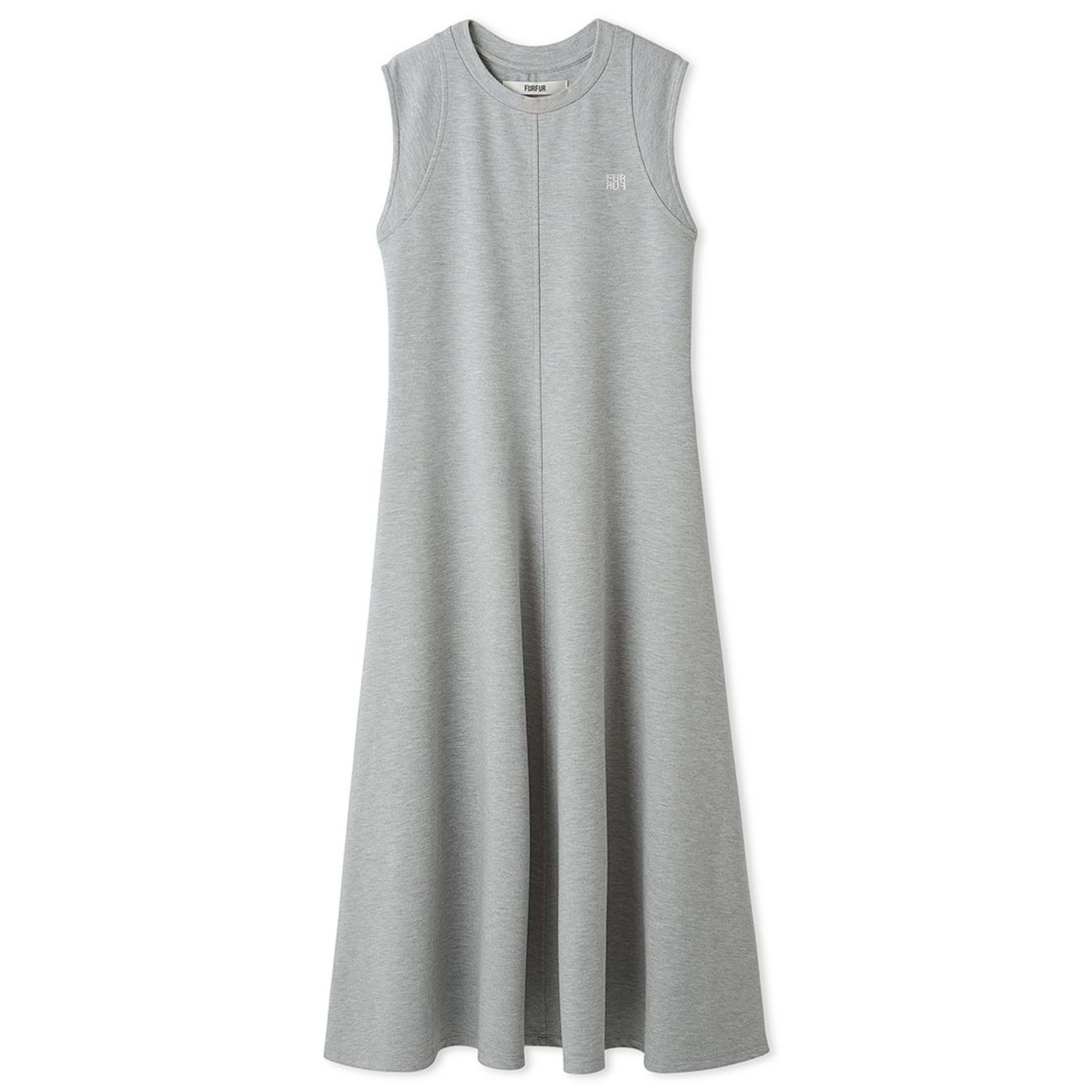 ロゴ刺繍ノースリーブカットワンピース GRY F
