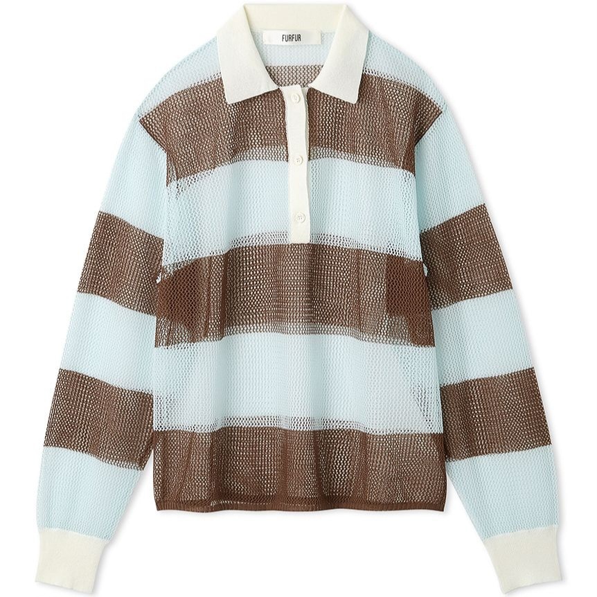 ラガーボーダーメッシュプルオーバー BLU F