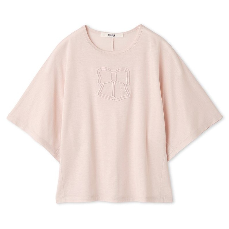 リボンロゴ刺繍ワイドスリーブTシャツ PNK F