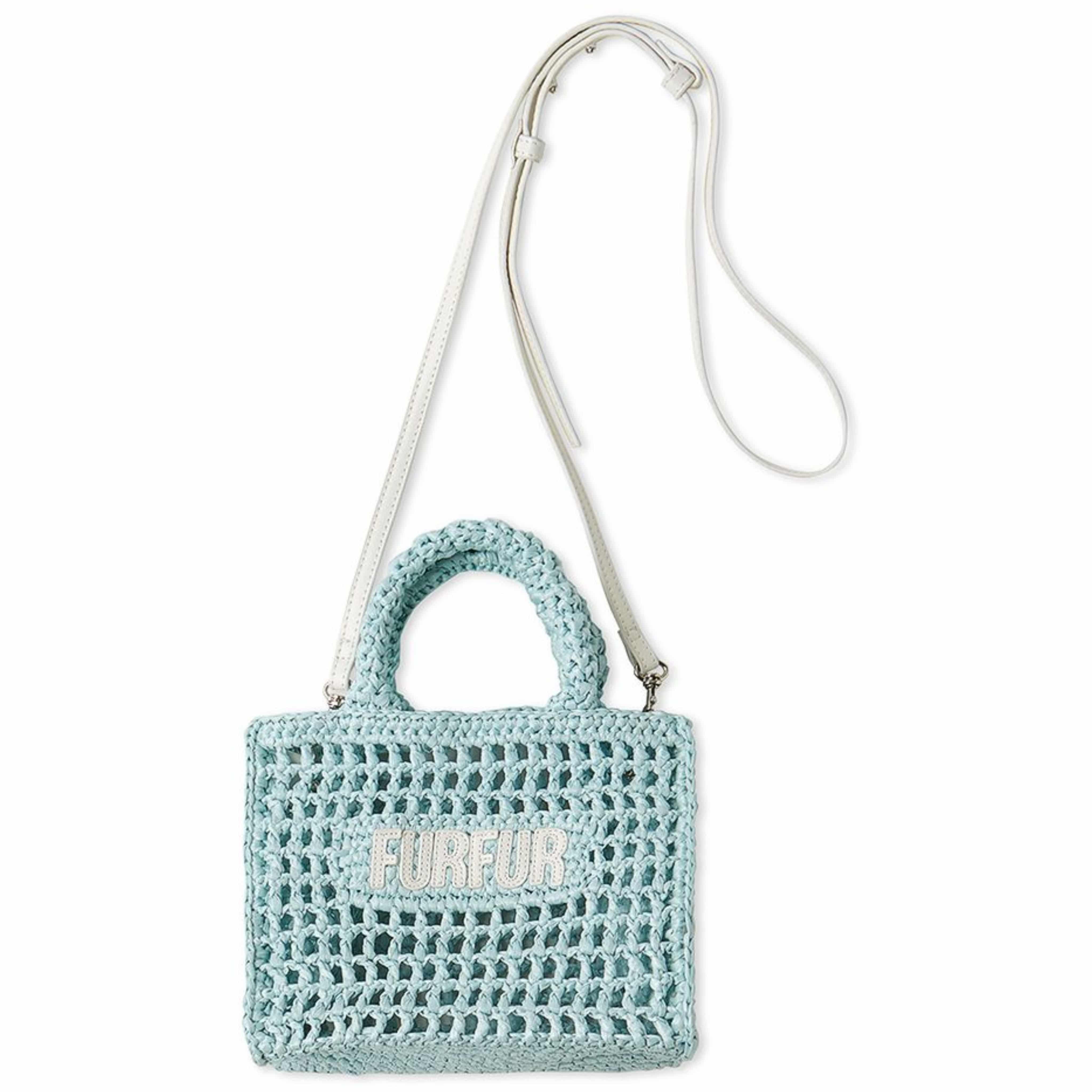 ラフィアロゴトートバッグ SAX F