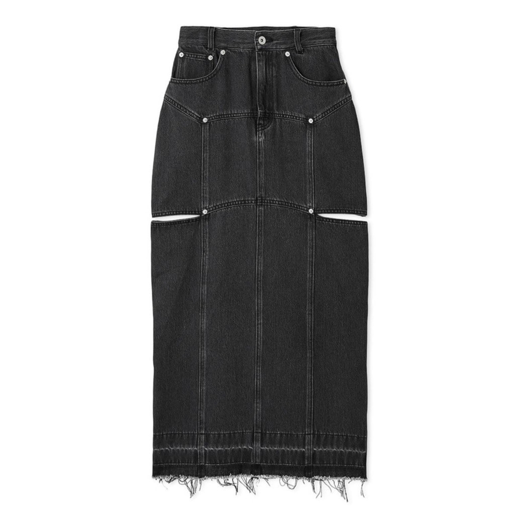 パネル切り替えデニムスカート BLK F