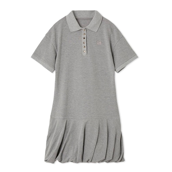 ロゴ刺繍ポロシャツミニワンピース GRY F