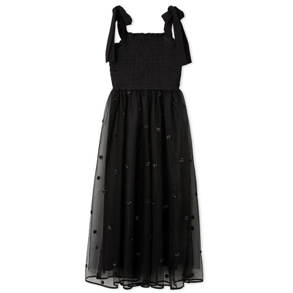 ドットスパンコール刺繍ワンピース BLK F