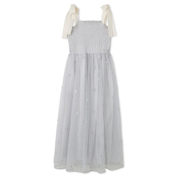 ドットスパンコール刺繍ワンピース LBLU F