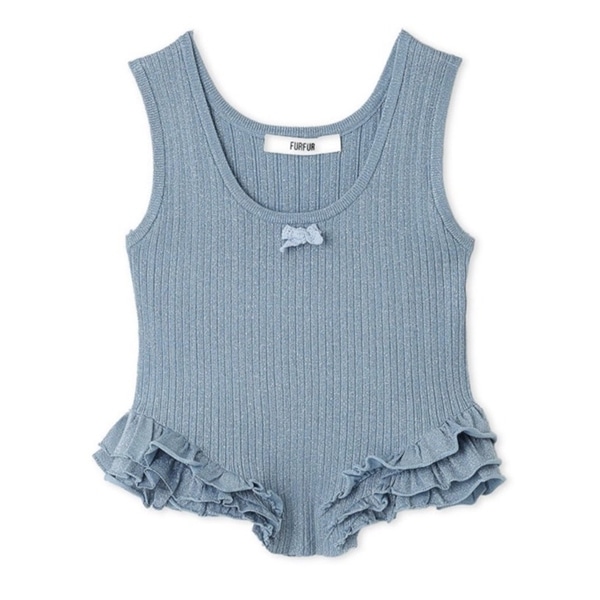 サイドペプラムリボンタンクトップ LBLU F