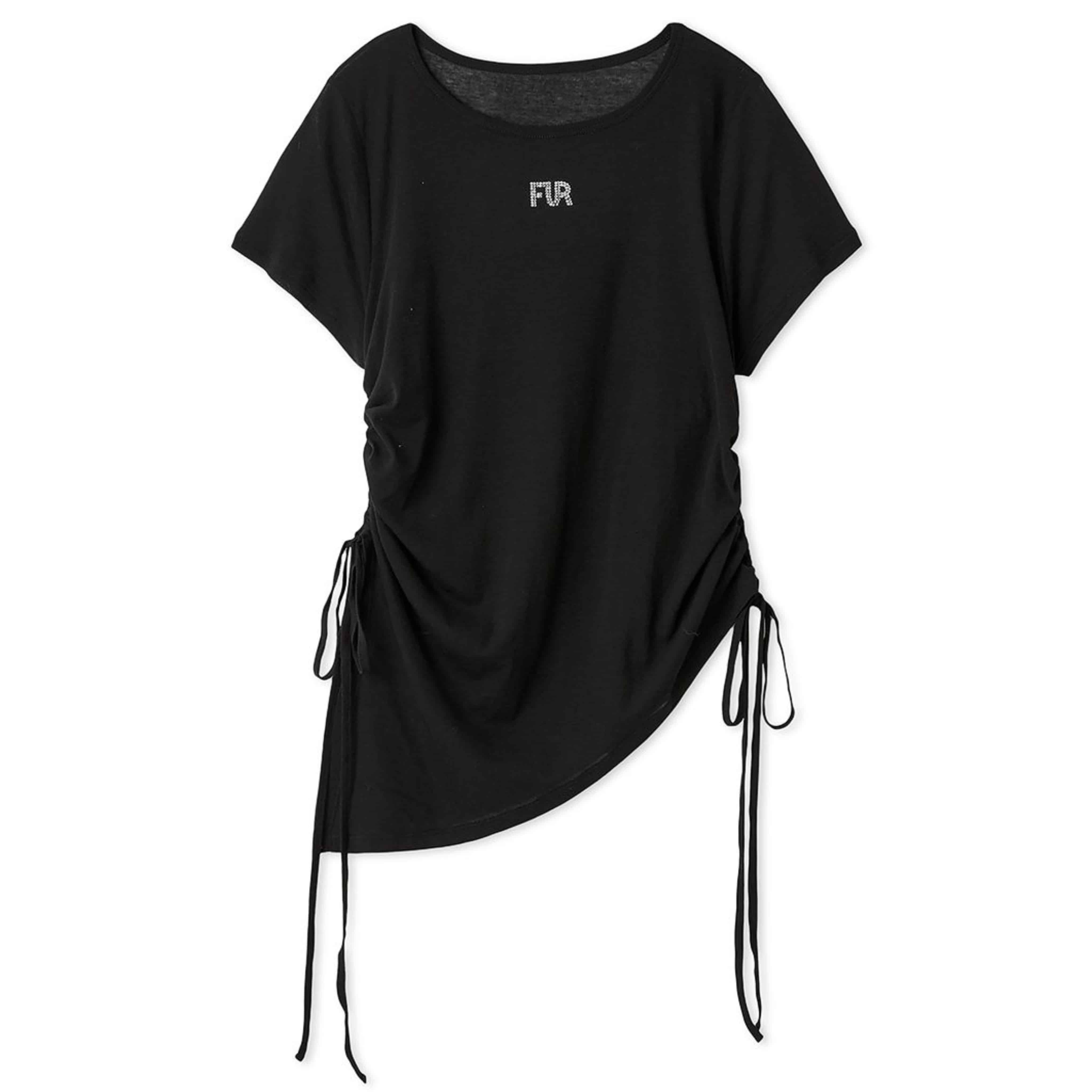 クリスタルロゴアシンメトリーTシャツ BLK F