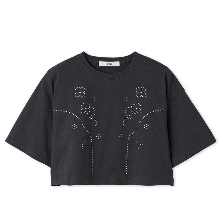 ビジューデザインTシャツ CGRY F