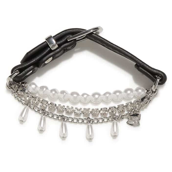 レザーパールブレスレット BLK F