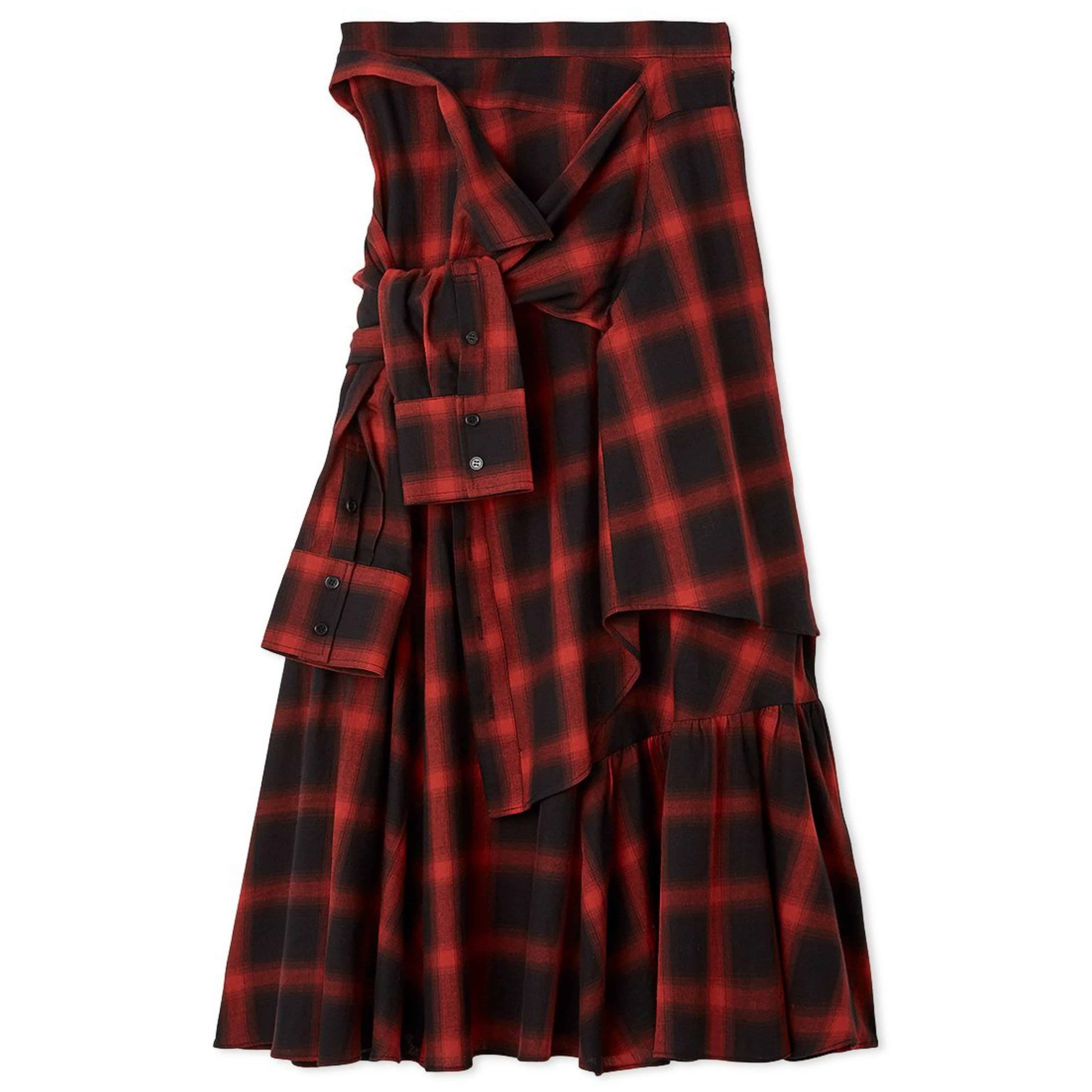 シャツドッキングチェックスカート RED F