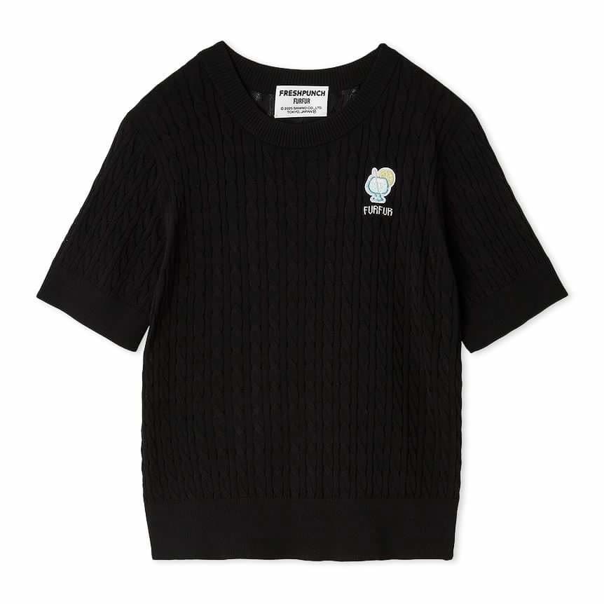 FRESH PUNCH　ハーフスリーブニット BLK F