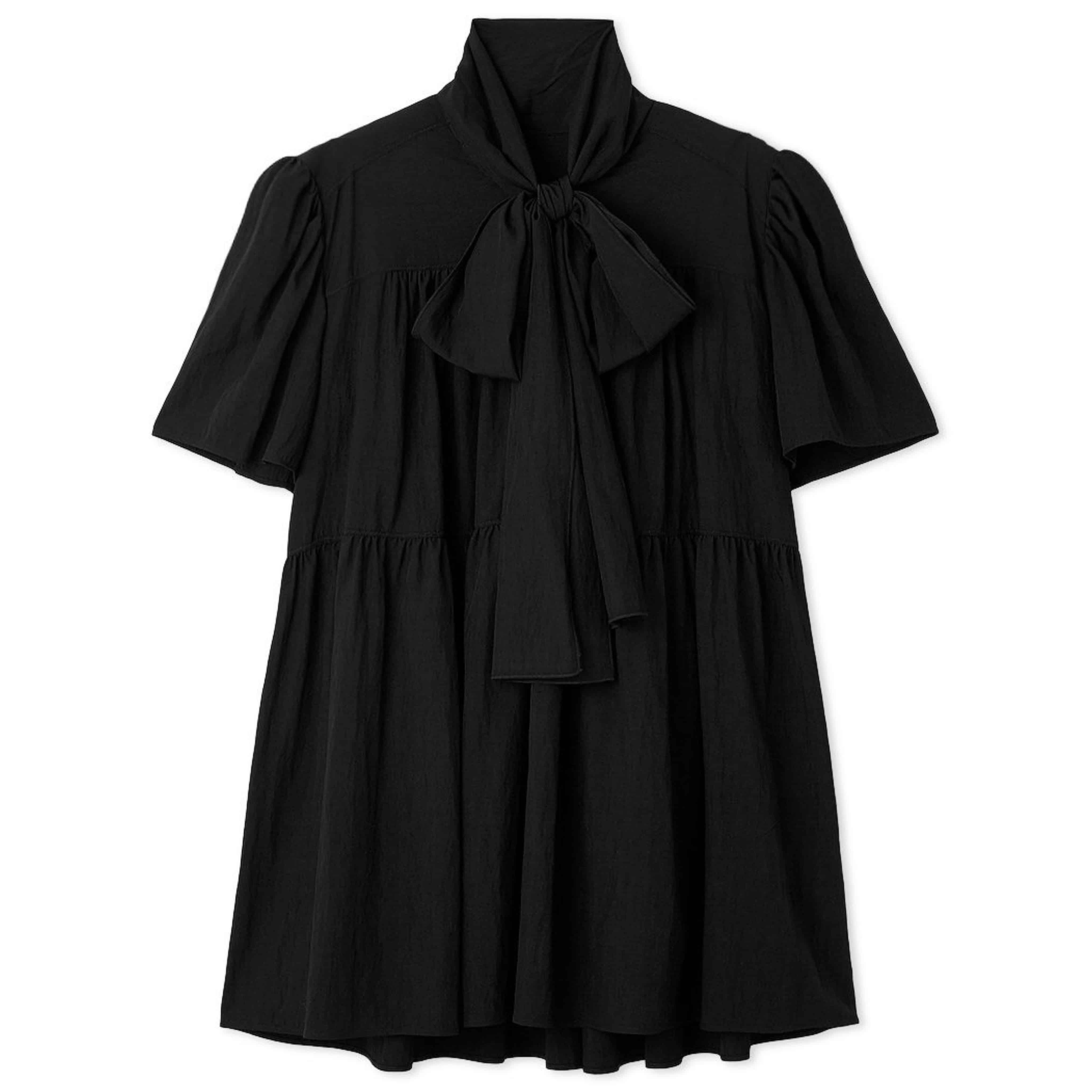 ボウタイギャザーチュニックシャツ BLK F