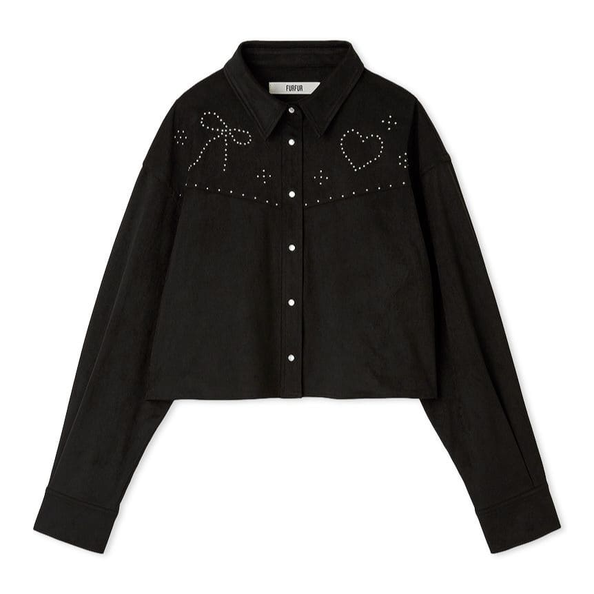 スタッズデザインシャツジャケット BLK F