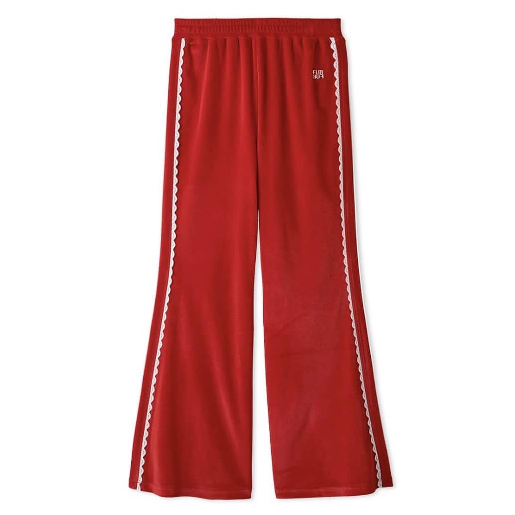 サイドレースベロアトラックパンツ RED F