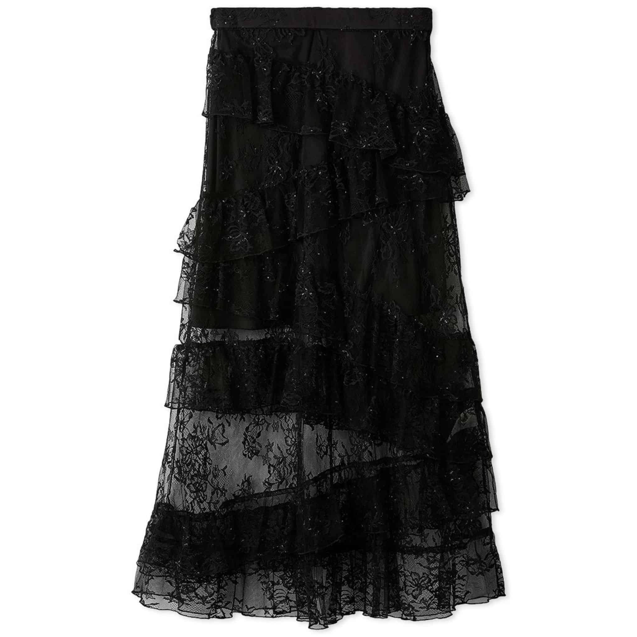 ティアードレーススカート BLK F