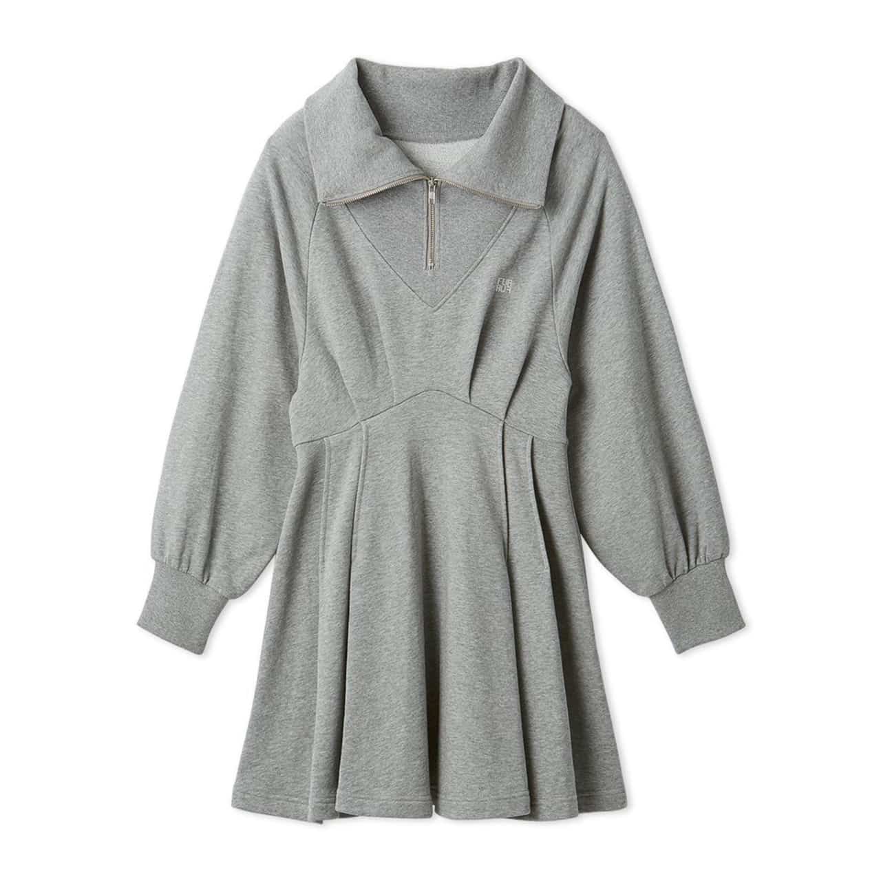 ハーフジップスウェットミニワンピース GRY F