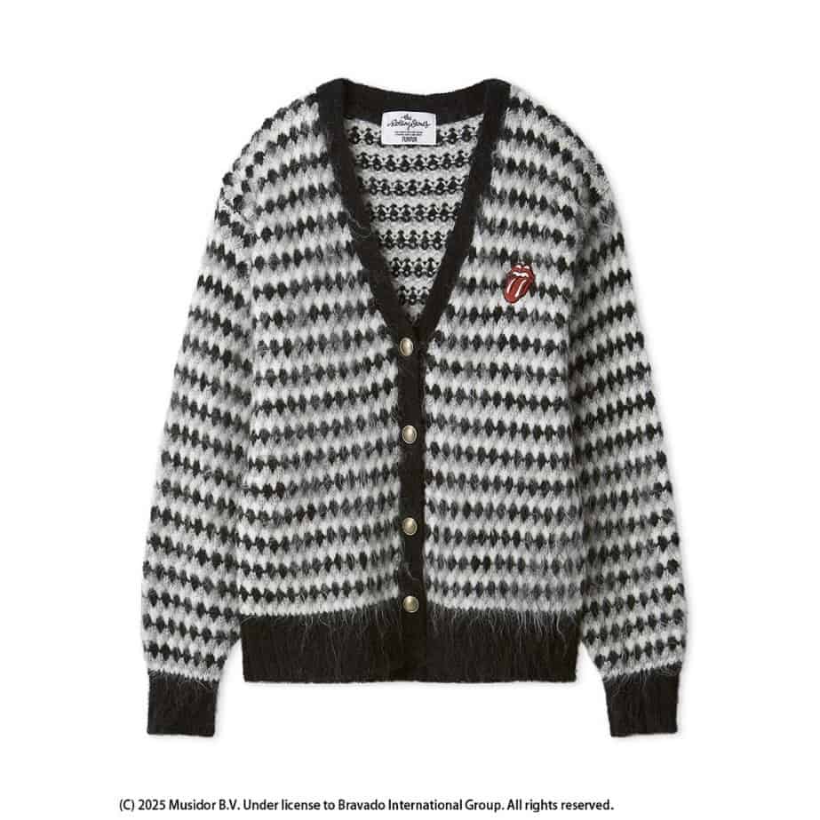 【ローリングストーンズ】ワンポイント刺繍カーディガン BLK F