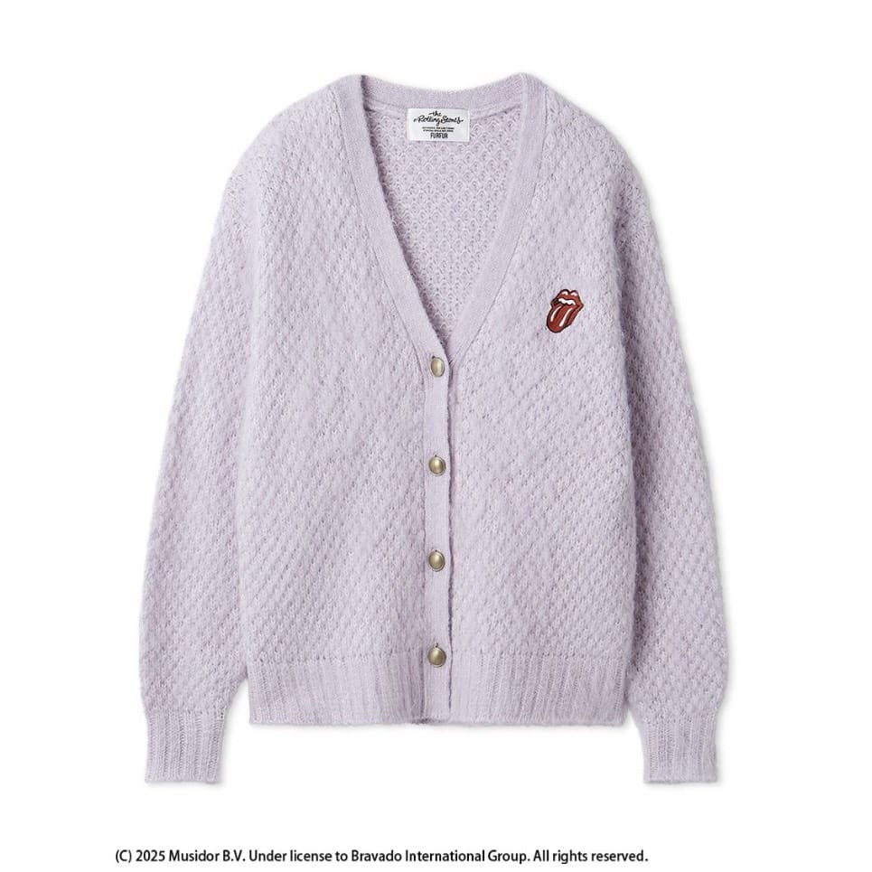 【ローリングストーンズ】ワンポイント刺繍カーディガン LAV F