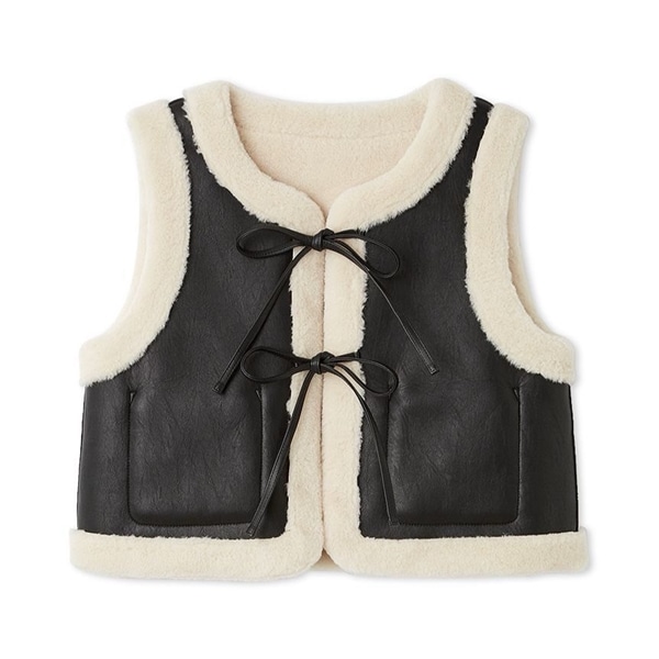 リバーシブルムートンベスト BLK F