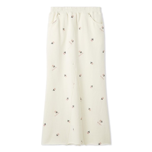 フラワー刺繍スウェットスカート IVR F