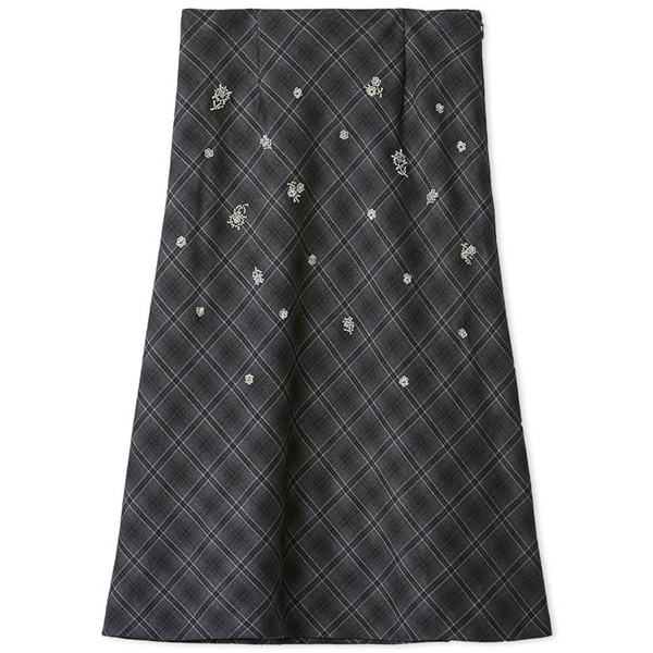 ビーズ刺繍ミディスカート GRY F