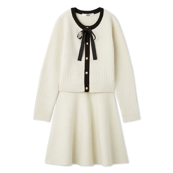 ボウタイトリムニットセットアップ WHT F