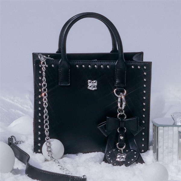 リボンカシメトートバッグ BLK F
