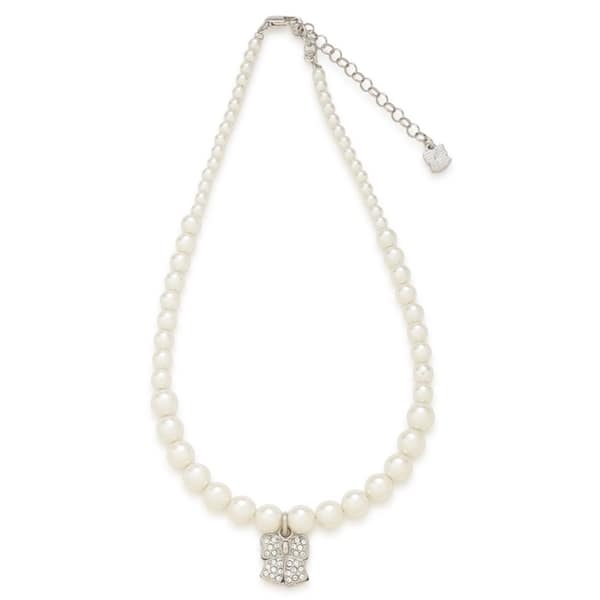 リボンモチーフパールネックレス SLV F