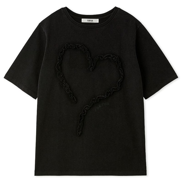 フリルハートモチーフTシャツ BLK F