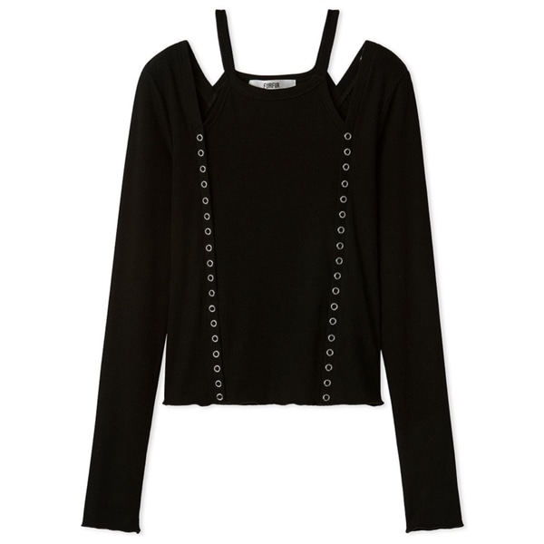 カットアウトデザインプルオーバー BLK F