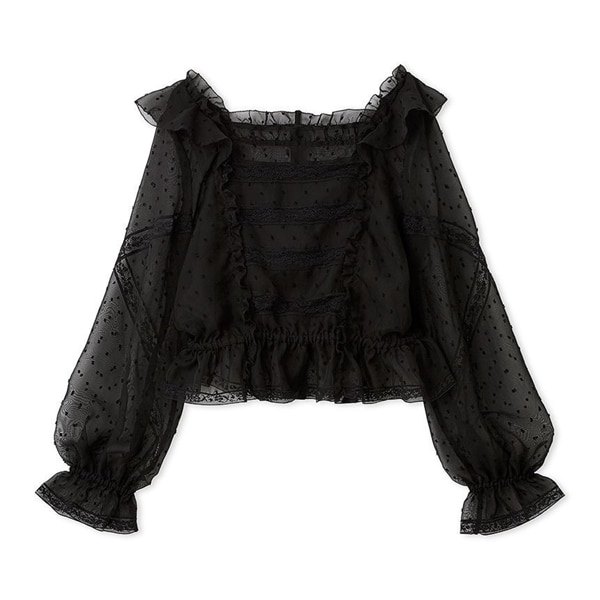 レースフリルブラウス BLK F