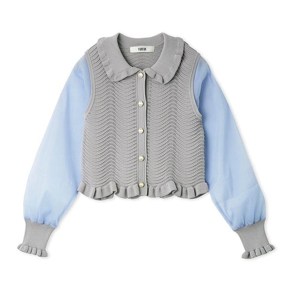 シアースリーブカーディガン GRY F