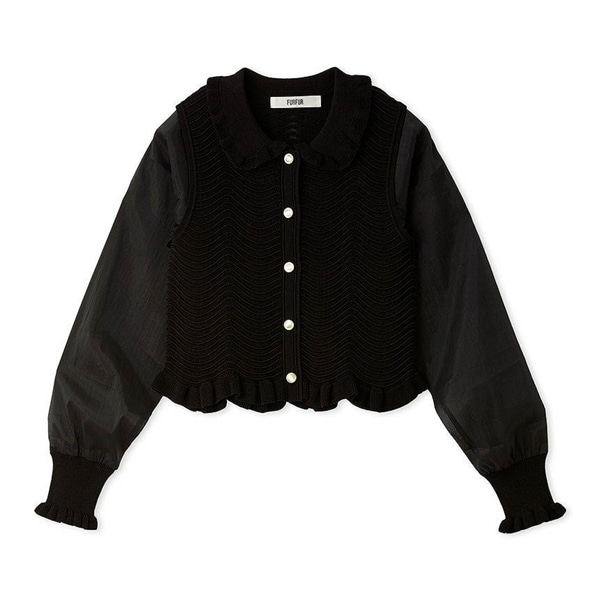 シアースリーブカーディガン BLK F