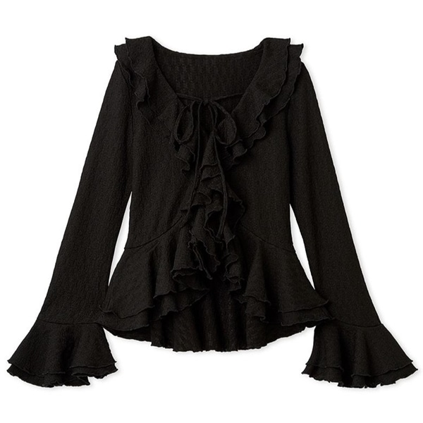 ラッフルフリルプルオーバー BLK F