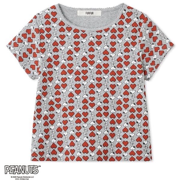 スヌーピーコラボ総柄Tシャツ GRY F