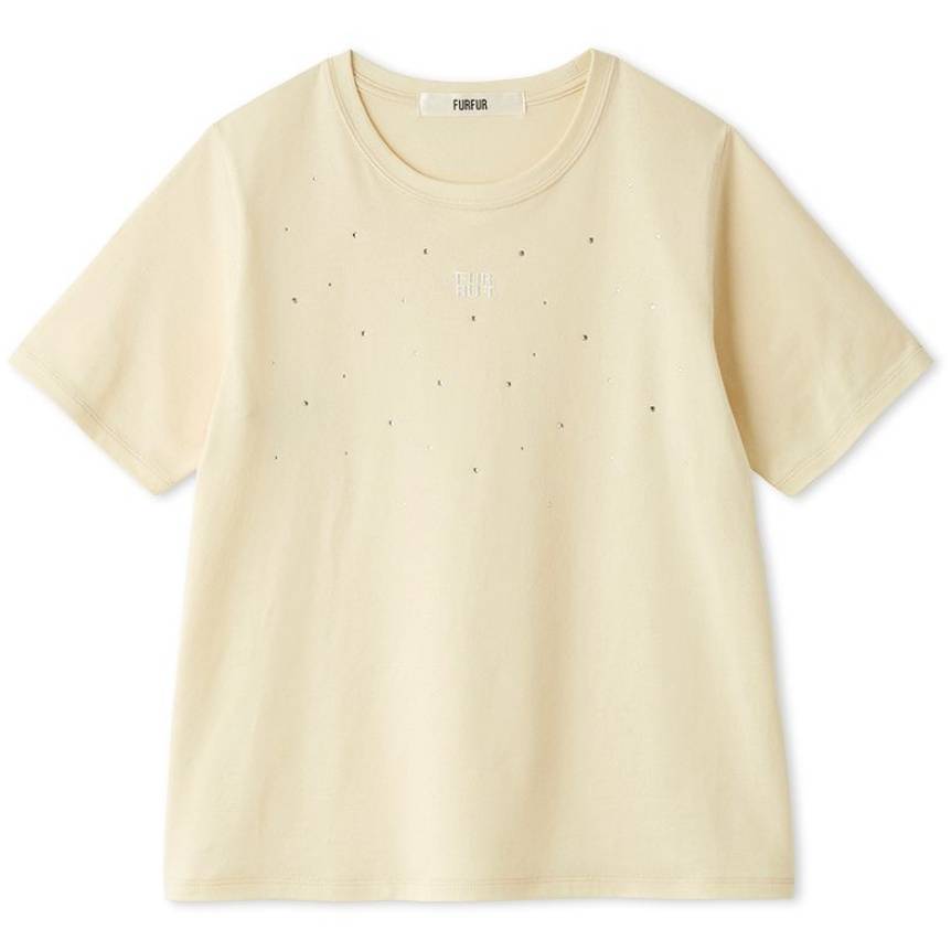 ラインストーンロゴ刺繍シャツ YEL F
