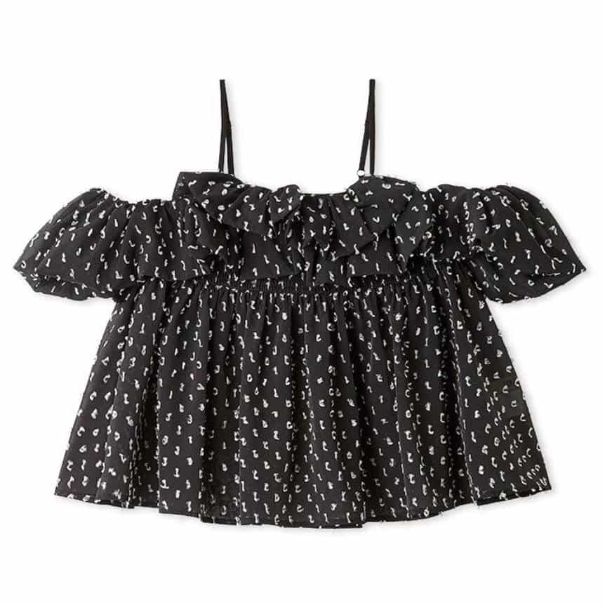 オフショルシアージャガードトップス BLK F