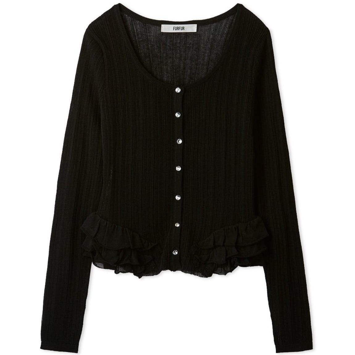 フリルペプラムカーディガン BLK F